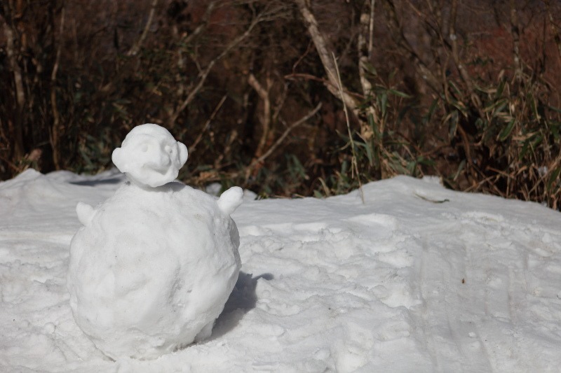 変な顔の雪だるま