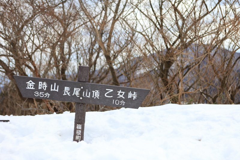 長尾山山頂の道標