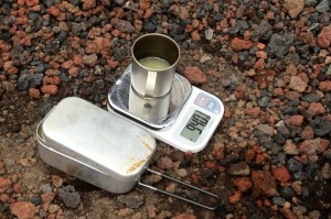 富士山頂で山パスタ_残った茹で汁の量