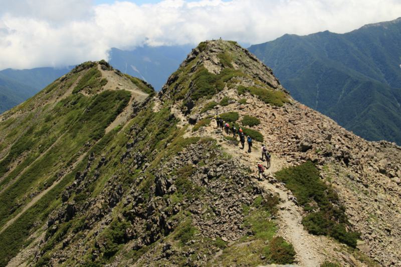 仙丈ヶ岳からの帰りの登山道