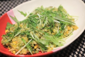 大根葉と水菜でアジアン炒飯