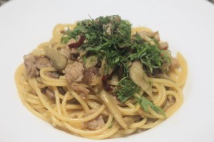 豚肉とごぼうの和風ペペロンチーノ