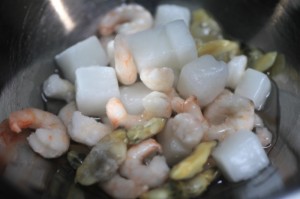 シーフードミックスで海鮮炒飯_工程1