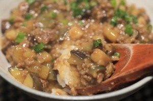 なすと挽き肉のトロトロ甘辛丼_レタスなし