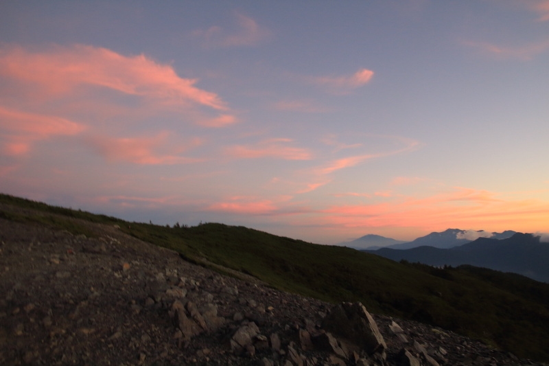 夕焼け_御嶽山、乗鞍岳方面