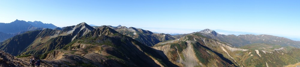 0742_槍、鷲羽、黒部、雲ノ平のパノラマ