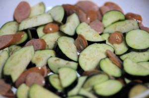 ウインナーと野菜のイタリアンソテー_工程3_ナスを炒める