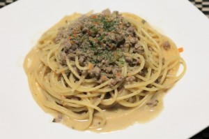肉味噌ミートクリームパスタ